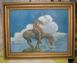 End of The Trail Indian on Horse Litho Framed L A Publishing Co