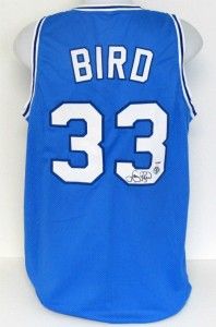 Larry Bird Autographed Indiana State Sycamores Blue Jersey PSA Bird
