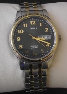 Timex Indiglo WR 30M CR2016 Wrist Watch Silver Gold Two Tone