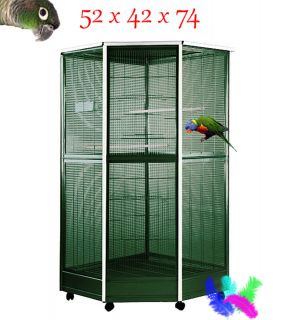  Large Corner Indoor Parrot Flight Bird Aviary Cages 52x42x74