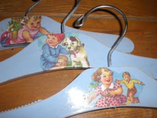 Vintage Style LtBlue Childrens Kids Wood Baby Hangers