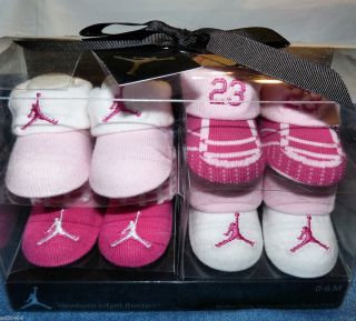 NIKE AIR JORDAN baby girl booties 4 pair gift set pink white jumpman