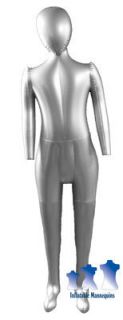 Inflatable Child Mannequin Full Size with Head Arms Silver