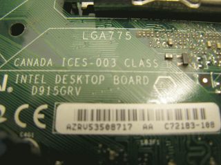 Intel D915GRV Socket 775 uATX Motherboard 4xSATA / PCI E 16x *TESTED