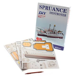 EUR € 10.57   DIY 3D Puzzle Spruance Destroyer (53pcs, dificuldade 3