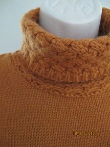 NEW Womens Innis Crafts Irish 100% Wool Pumpkin Orange Turtleneck