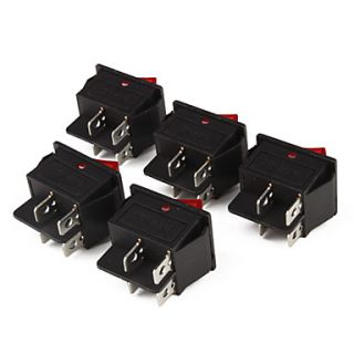 USD $ 4.59   4 Pin Rocker Switches with Red Light Indicator (5 Piece