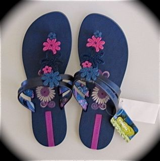 Ipanema Ritmo Blue Pink T Strap Flower Flip Flops Sandals Choose Size