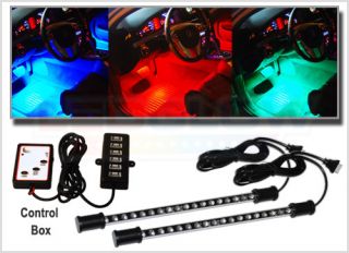 New 2pc 7 Color LED Car Interior Lighting Light Set Kit