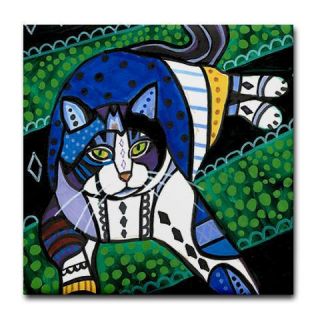  ART   Ceramic Tile Coasters   Cat Folk ARt Persian Heather Galler Cats