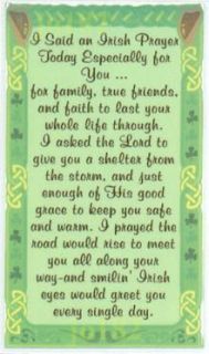 Laminated Irish Prayer Card Cards Bookmarks
