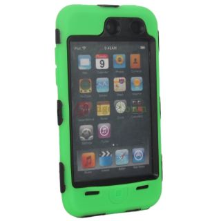 Deluex 3 Piece Hard Skin Case Cover for iPod Touch 4G 4th Black Green