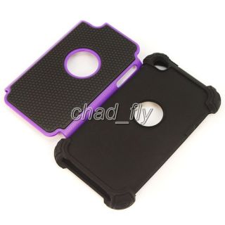 For iPod Touch 4G Back Soft & Hard Rubber Defender Case Cover +Screen