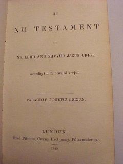 1849 RARE Phonetic New Testament Holy Bible Antique Christian Jesus