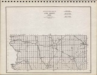Lyon County Iowa Authentic Vintage Map Rock Rapids Genuine 74 Years