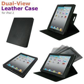 rooCASE Black Dual View Leather Case for iPad 2 / The new iPad 3rd