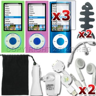14 Accessory Case Cover Car Charger Screen Protector for Apple iPod