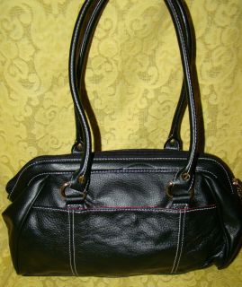 Isaac Mizrahi Womens Handbag Pebble Black Leather Purse