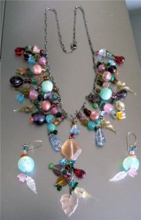 Vintage Fabulous Lucy Isaacs Necklace Earrings Beautiful Glass Beads