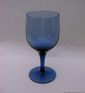 Vintage Blue Wine Glass ES 1970s 6 ozs Mint