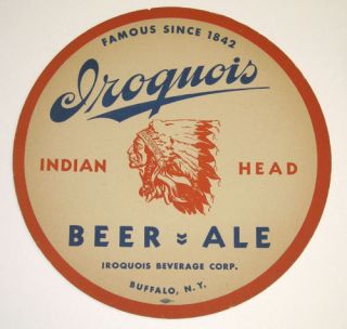 Iroquois Indian Head Beer Ale Tray Liner Coaster Buffal
