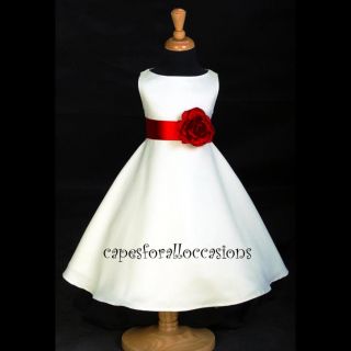 Ivory Cherry Apple Red Flower Girl Dress Pageant Dancing 12M 2 3 4 6 8