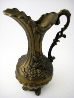 Antique Brass Pitcher Vase Made in Italy