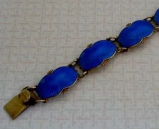  Gilded Silver Blue Guilloche Enamel Bracelet by Ivar Holth