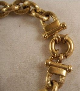 18K Gold Italian Bracelet Charm Large Link Italy Vintage Big Yellow