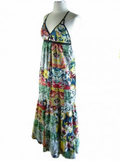 70s Style Hippie Boho Patchwork Keyhole Maxi Sun Dress