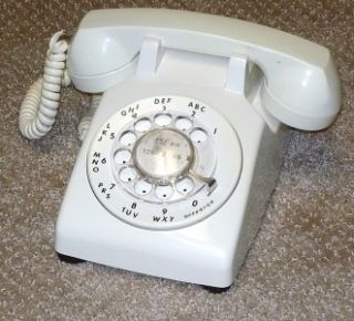 ITT White Desk Phone Rotary Dial Bakelite