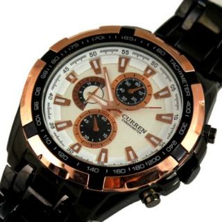 New Good Hours Clock Sport Men Fashion Silver Golden Steel Wrist Watch