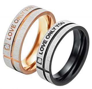  Titanium Steel Promise Ring Love Couple Wedding Bands Gift J41