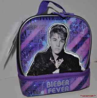 New Justin Bieber Dual Compartment Insulated Lunchbox School Lunch Box