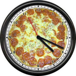  Pepperoni Pizza Pizzeria Shop Italian Restaurant Deli Sign Wall Clock