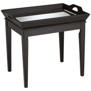 Mirrored serving table. MDF construction. Black finish. Removable tray