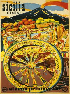 SICILY Sicilia Italy Italia Spring Travel Tourism Vintage Poster Repo