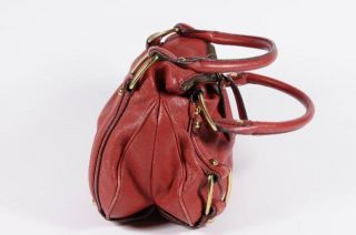 Banana Republic Red Leather Soho Tote Shoulder Bag Handbag Purse Brass
