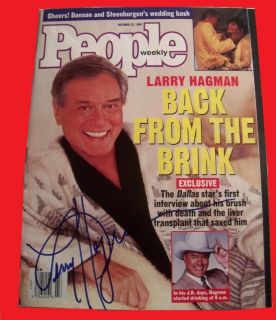  Autograph Larry Hagman Signed 1995 People Mag Dallas J R Ewing