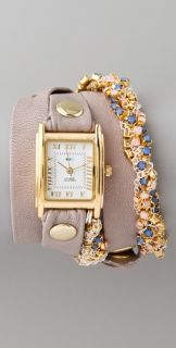 La Mer Collections Plum Crystal Chain Wrap Watch