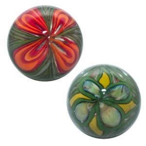 Glass Marble ~ J Howard ~ Brilliant Flower Design on two Poles