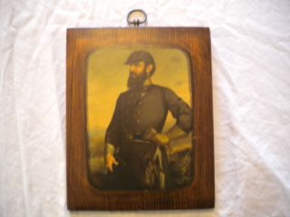 Vintage General T J Stonewall Jackson Print on Wood Civil War Corcoran