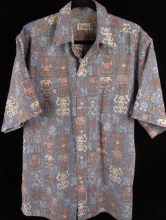 Reyn Spooner Mens Camp Aloha SS Cotton Reverse Print Hawaiian Shirt