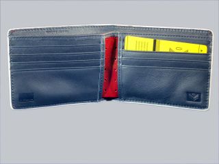 Fold Mens Leather Wallet Thunderbird in Red Blue