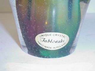 Jablonski Crystal Art Glass Teardrop Paperweight Made Poland Artist