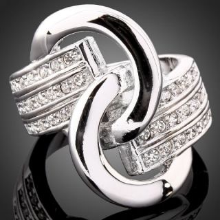 ARINNA Swarovski Crystal White GP Belt Fashion Rings