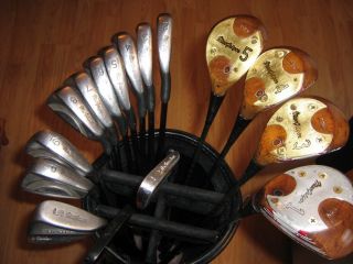 Jack Nicklaus Masters Irons Set 2 thru Sand w wood Drivers and Leather