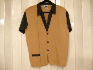 Mid Century Atomic Mens Cardigan Wool Two Tone Made in Italy Large