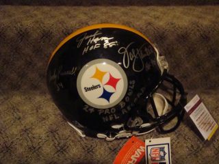 Steelers Jack Lambert Jack Ham and Andy Russell Signed Proline Helmet