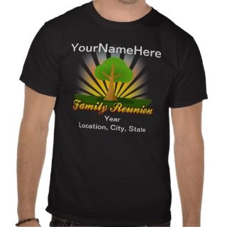Custom Family Reunion, Green Tree with Sun Rays Tee Shirts